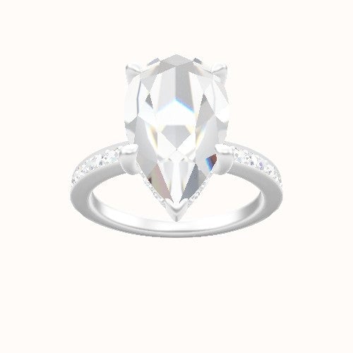 Micropave Engagement Ring With V Prong with Hidden Halo Head