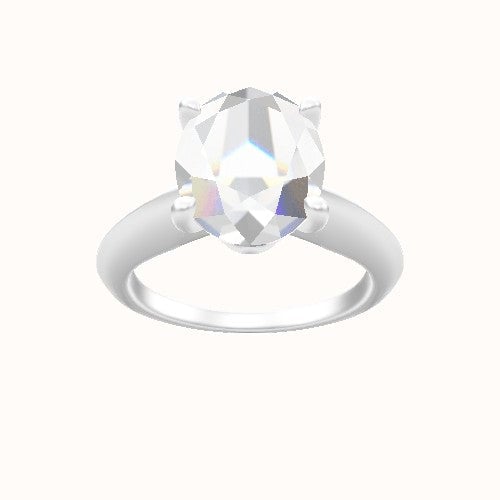 Modern Knife Edge Engagement Ring With Crown Four Prong w. Surprise Diamond Head
