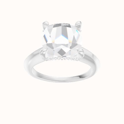 Modern Knife Edge Engagement Ring With Double Pave V Prong Head