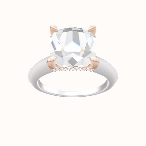 Modern Knife Edge Engagement Ring With Double Pave V Prong Head