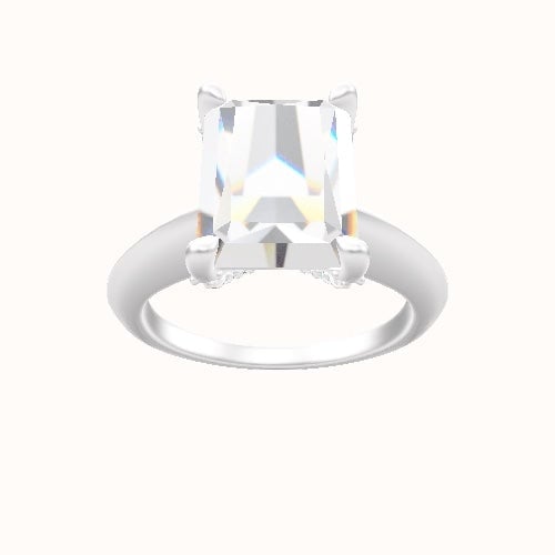 Modern Knife Edge Engagement Ring With Double Pave V Prong Head
