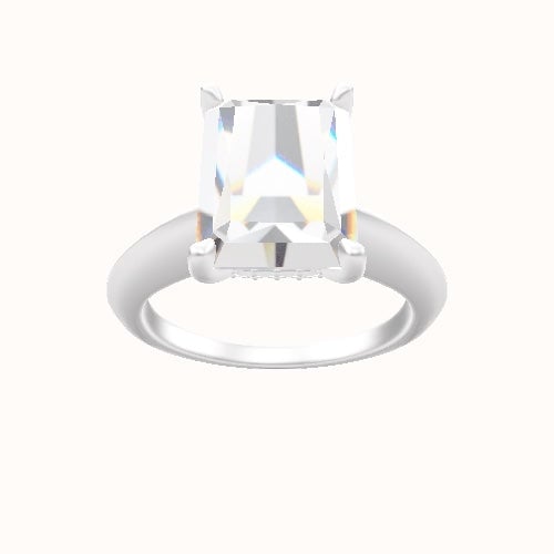 Modern Knife Edge Engagement Ring With Front set gallery Head and Matching Band