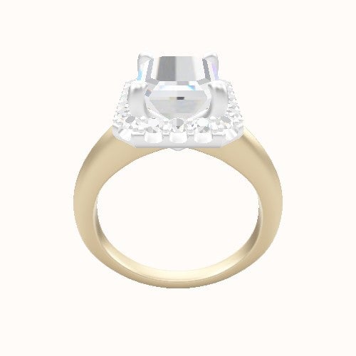 Modern Knife Edge Engagement Ring With Halo Head