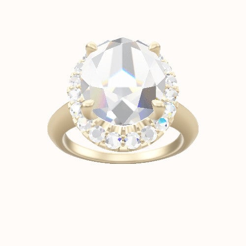 Modern Knife Edge Engagement Ring With Halo Head