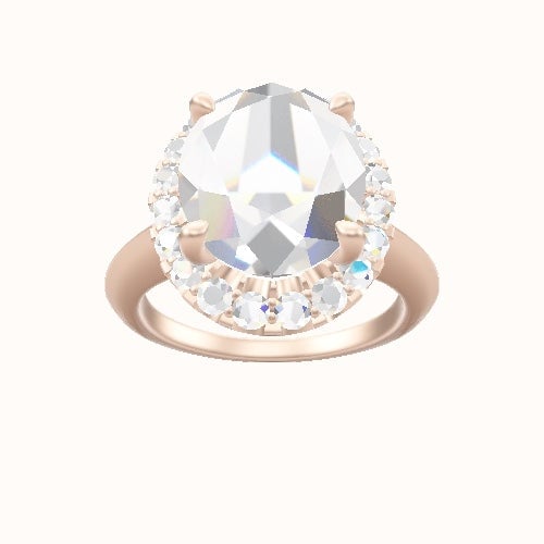Modern Knife Edge Engagement Ring With Halo Head