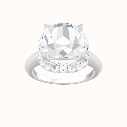 Modern Knife Edge Engagement Ring With Halo Head