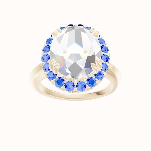 Modern Knife Edge Engagement Ring With Halo with Double Prong Head
