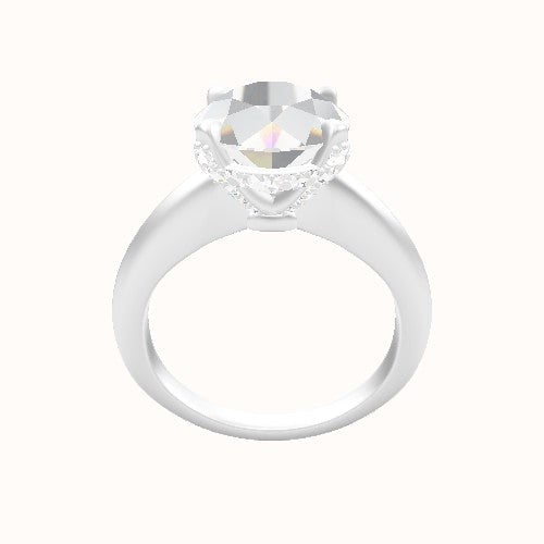Modern Knife Edge Engagement Ring With Pave Basket Head