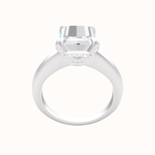 Modern Knife Edge Engagement Ring With Pave Basket Head