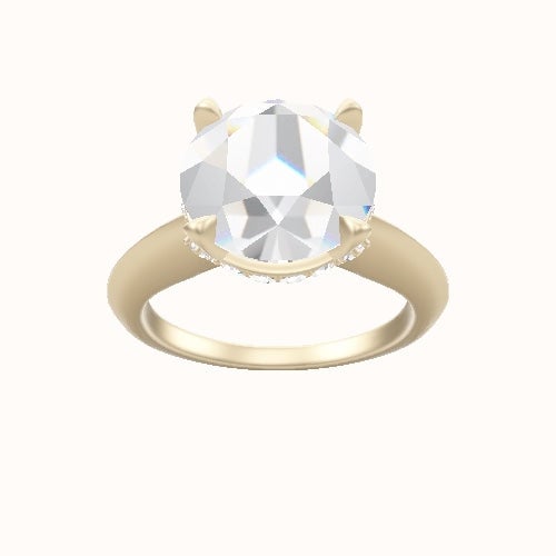 Modern Knife Edge Engagement Ring With Pave Basket Head