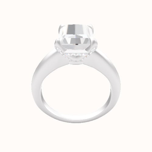 Modern Knife Edge Engagement Ring With Pave Basket Head