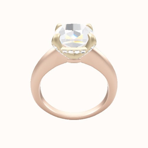 Modern Knife Edge Engagement Ring With Pave Basket Head