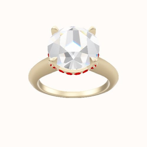 Modern Knife Edge Engagement Ring With Pave Basket Head