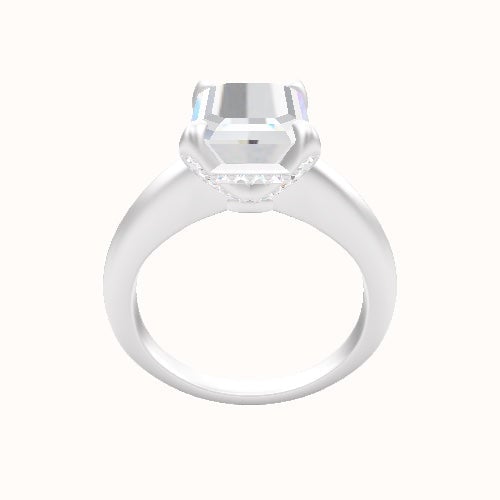Modern Knife Edge Engagement Ring With Pave Basket Head