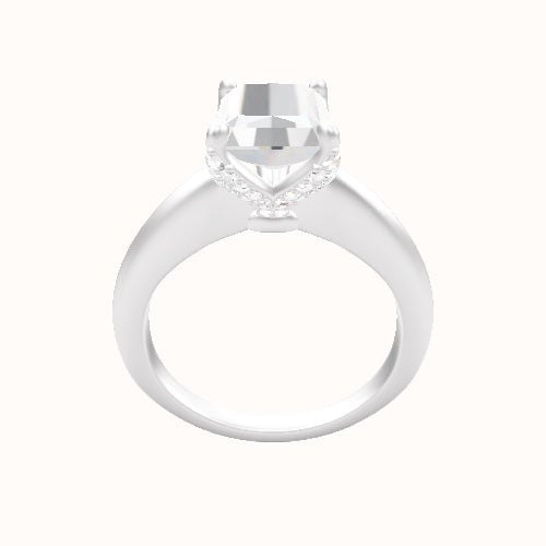 Modern Knife Edge Engagement Ring With Pave Petal Four Prong Head