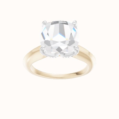 Modern Knife Edge Engagement Ring With Pave Petal Four Prong Head