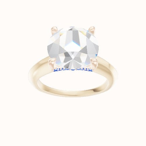 Modern Knife Edge Engagement Ring With Pave V Prong Head