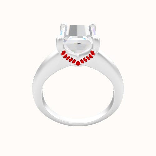 Modern Knife Edge Engagement Ring With Pave V Prong Head