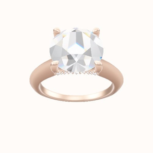 Modern Knife Edge Engagement Ring With Pave V Prong Head