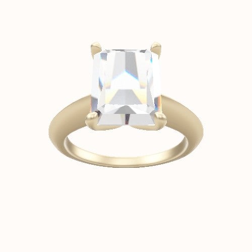Modern Knife Edge Engagement Ring With Petal Four Prong Head