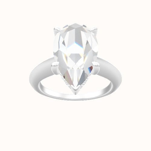 Modern Knife Edge Engagement Ring With V Prong with Hidden Halo Head