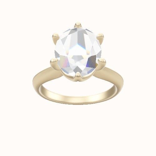 Modified Knife Edge Engagement Ring With Crown Six Prong w. accent Diamond Head