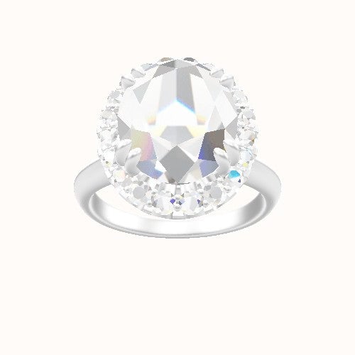 Modified Knife Edge Engagement Ring With Halo with Double Prong Head