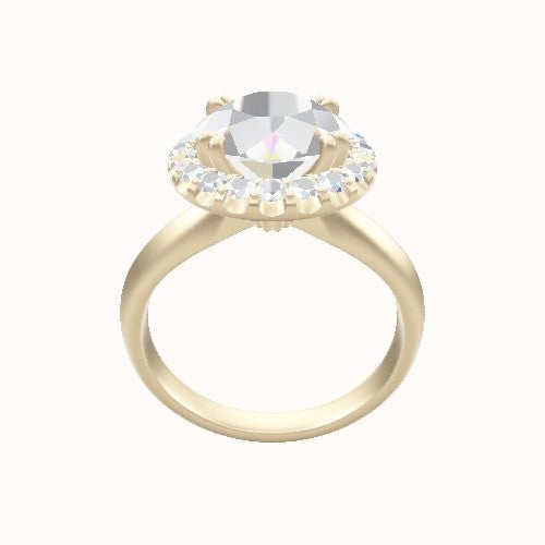Modified Knife Edge Engagement Ring With Halo with Double Prong Head