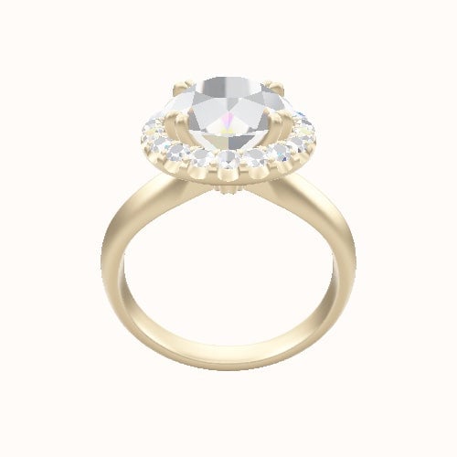 Modified Knife Edge Engagement Ring With Halo with Double Prong Head