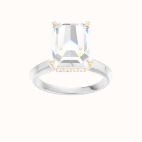 Modified Knife Edge Engagement Ring With Low Set Pave  Hidden Halo Head
