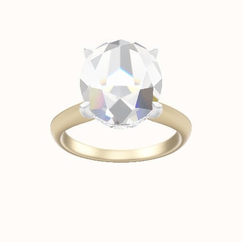 Modified Knife Edge Engagement Ring With Low Set Pave  Hidden Halo Head