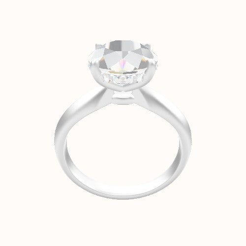 Modified Knife Edge Engagement Ring With Low Set Pave  Hidden Halo Head
