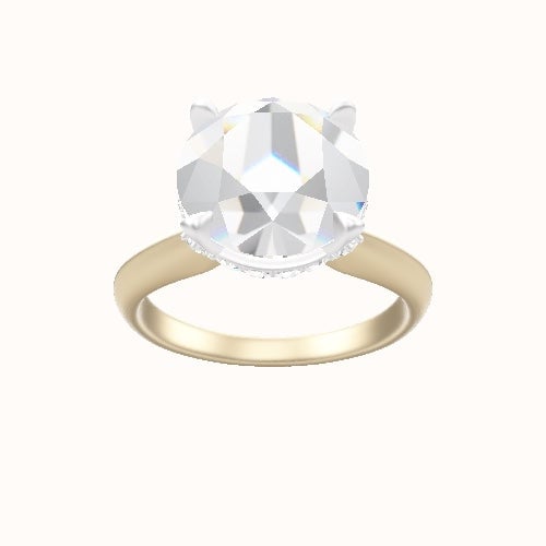 Modified Knife Edge Engagement Ring With Pave Basket Head