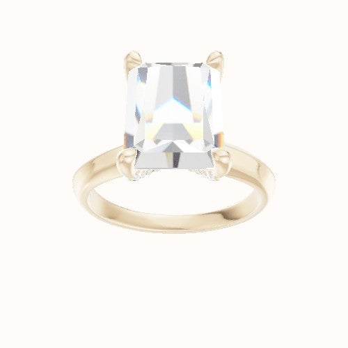 Modified Knife Edge Engagement Ring With Pave V Prong Head