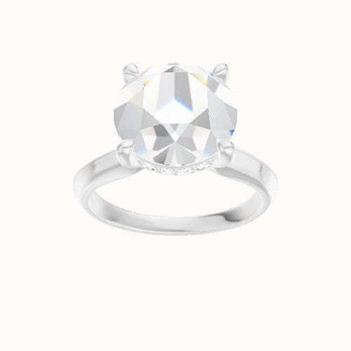 Modified Knife Edge Engagement Ring With V Prong with Hidden Halo Head