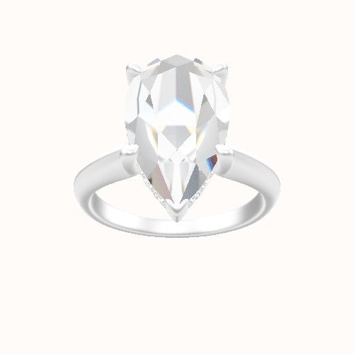 Modified Knife Edge Engagement Ring With V Prong with Hidden Halo Head