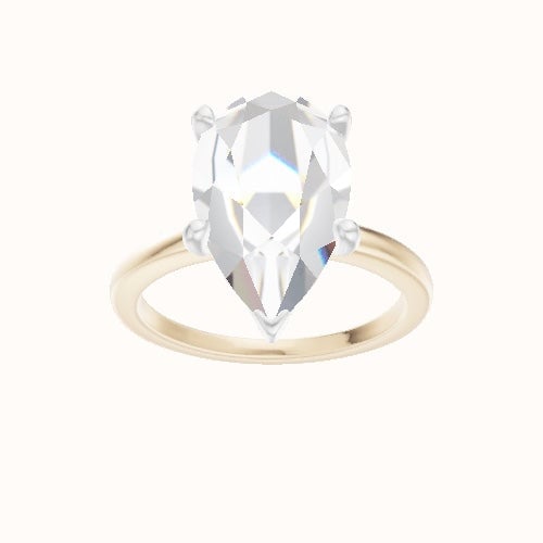 Open Solitaire Engagement Ring With Crown Four Prong w. Surprise Diamond Head