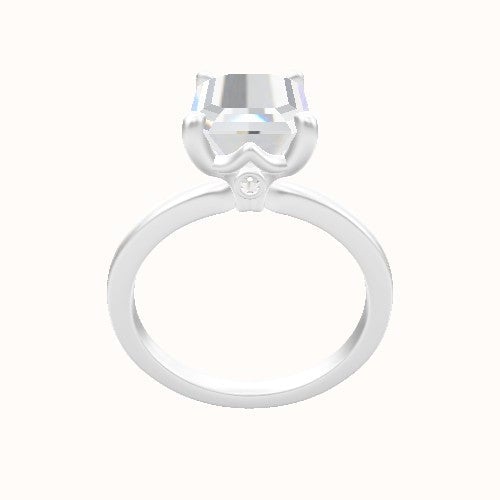 Open Solitaire Engagement Ring With Crown Four Prong w. Surprise Diamond Head