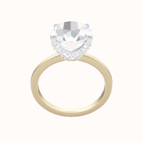 Open Solitaire Engagement Ring With Double Pave V Prong Head