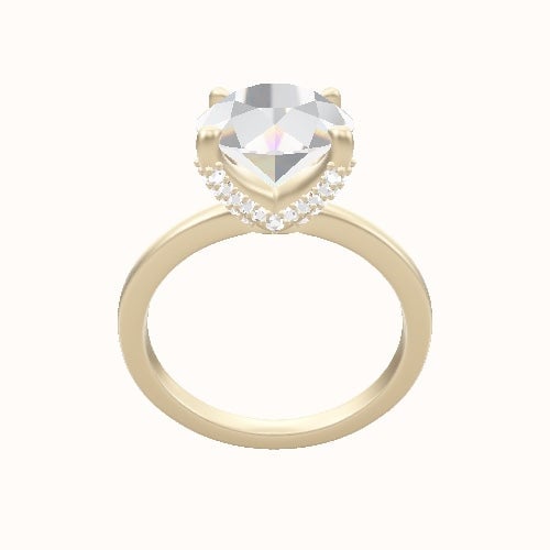 Open Solitaire Engagement Ring With Double Pave V Prong Head