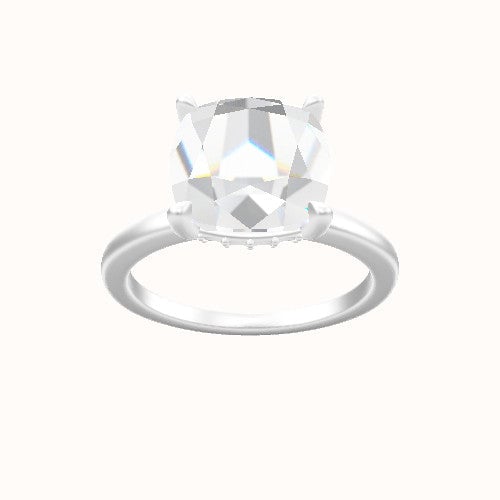 Open Solitaire Engagement Ring With Front set gallery Head and Matching Band