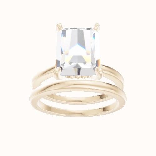 Open Solitaire Engagement Ring With Front set gallery Head and Matching Band