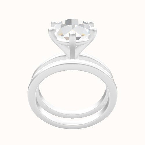 Open Solitaire Engagement Ring With High Set Six Prong Head and Matching Band