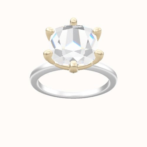 Open Solitaire Engagement Ring With High Set Six Prong Head