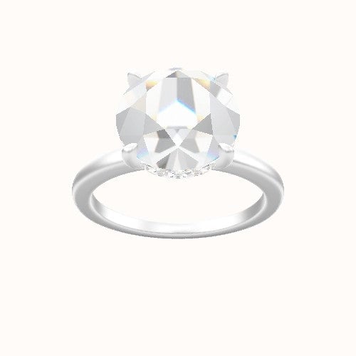 Open Solitaire Engagement Ring With Low Set Pave  Hidden Halo Head