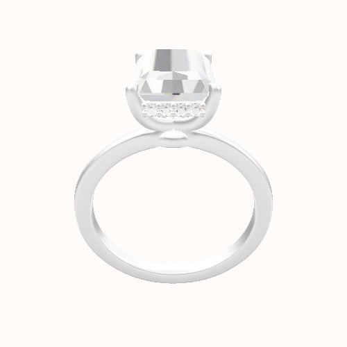 Open Solitaire Engagement Ring With Low Set Pave  Hidden Halo Head