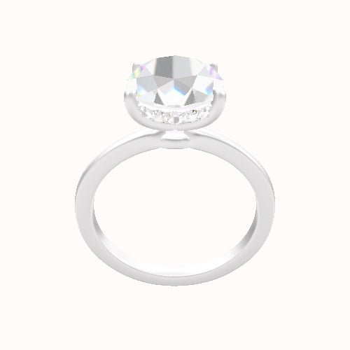 Open Solitaire Engagement Ring With Low Set Pave  Hidden Halo Head