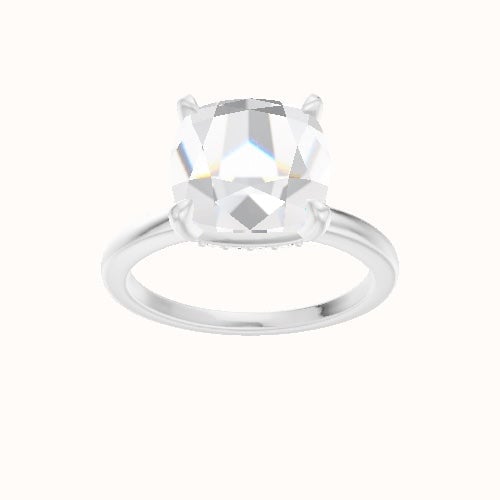 Open Solitaire Engagement Ring With Low Set Pave  Hidden Halo Head
