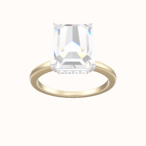 Open Solitaire Engagement Ring With Low Set Pave  Hidden Halo Head