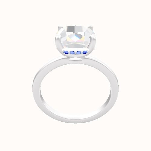 Open Solitaire Engagement Ring With Low Set Pave  Hidden Halo Head